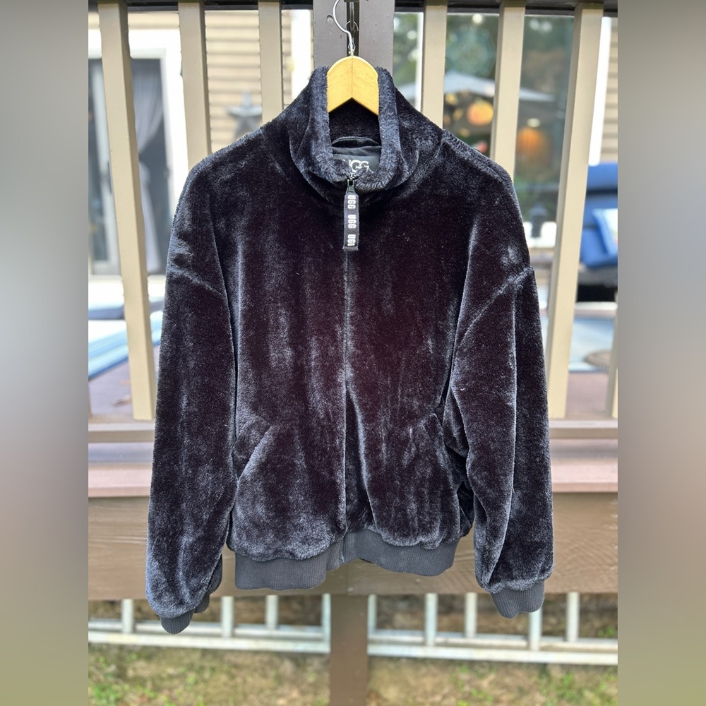 UGG Laken Faux Fur Zip up Jacket - Black